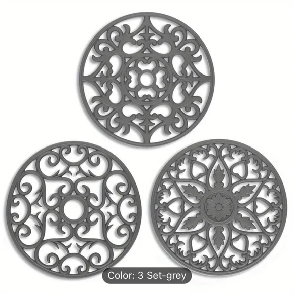 Silicone Trivets for Hot Dishes, 3 Pack Flexible & Durable Non-Slip Mats. New - Picture 7 of 8